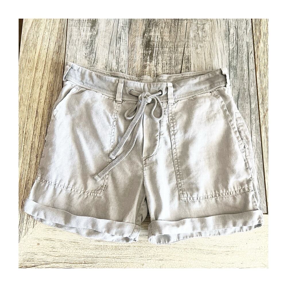 James Perse Women’s Pull On Linen Shorts Tan Size 1/Small Minimalist Beach